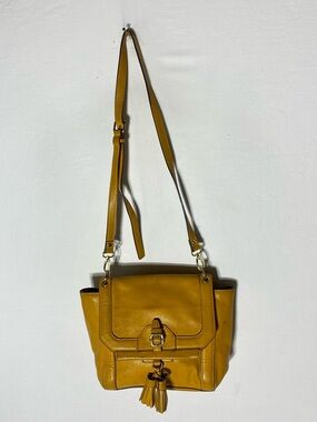 Nine West Mustard Yellow Tassel Crossbody Bag Purse Satchel